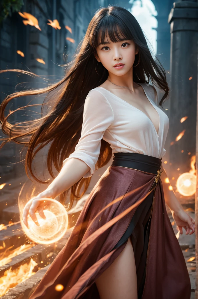 Raw photo, Very detailed, masterpiece, Highest quality, High resolution,
Eye highlights, , Private Photos, night, bangs, Fluttering Hair, Outdoor,
Break a girl , wearing a magic robe, Fight fiercely against enemies in a magical world. Her movements are agile, A glowing magic circle spreads around her as she casts the spell.、The skirt sways and sparkles. A mass of energy resides in front of her hand., What was laid out before her. Quick and precise action々and defeat the enemy.、Powerful and beautiful dance-like combat. Her eyes and strong will are reflected in her magic., Shaking the air around her.
The background is beautifully blurred. The effect of highlighting the beauty and emotion of a person.
masterpiece, Highest quality, 超High resolution, (Realistic:1.4), RAW Photos, 8K Photo, Japanese young models, , Slim face,Large B