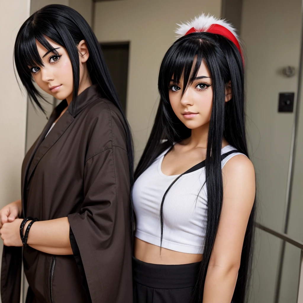 Anime girl with black hair and black eyes from Naruto