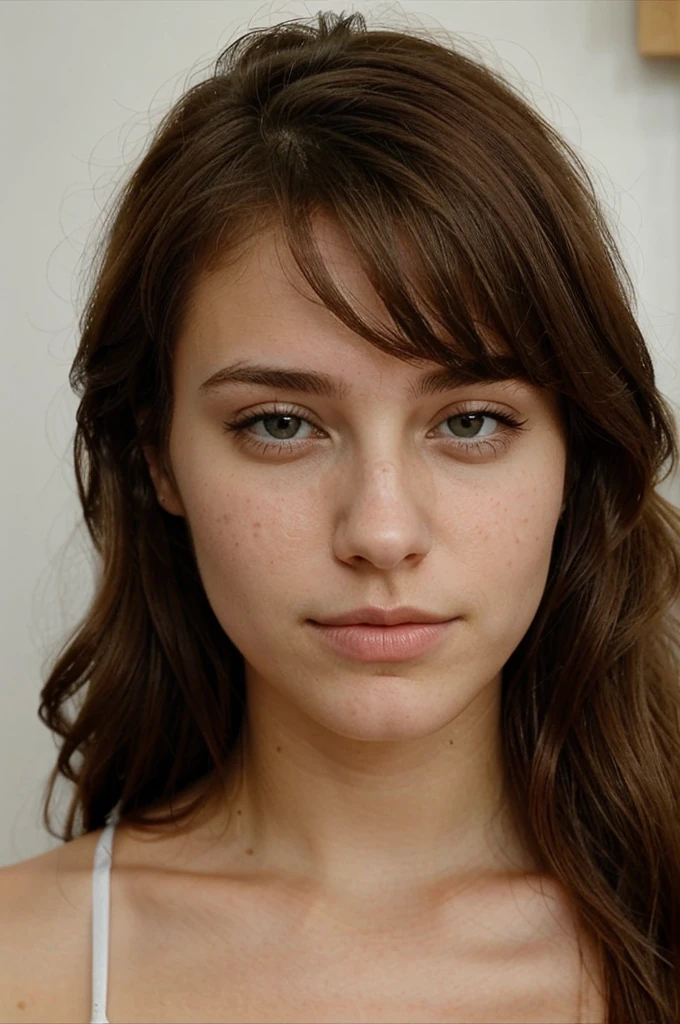 Femme de 21 ans , beau cheveux brun , yeux marron , grain de beauté sur la joue
