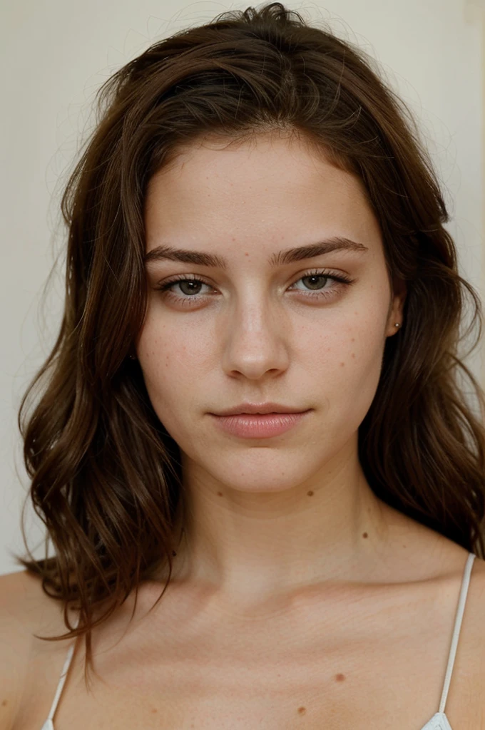 Femme de 21 ans , beau cheveux brun , yeux marron , grain de beauté sur la joue
