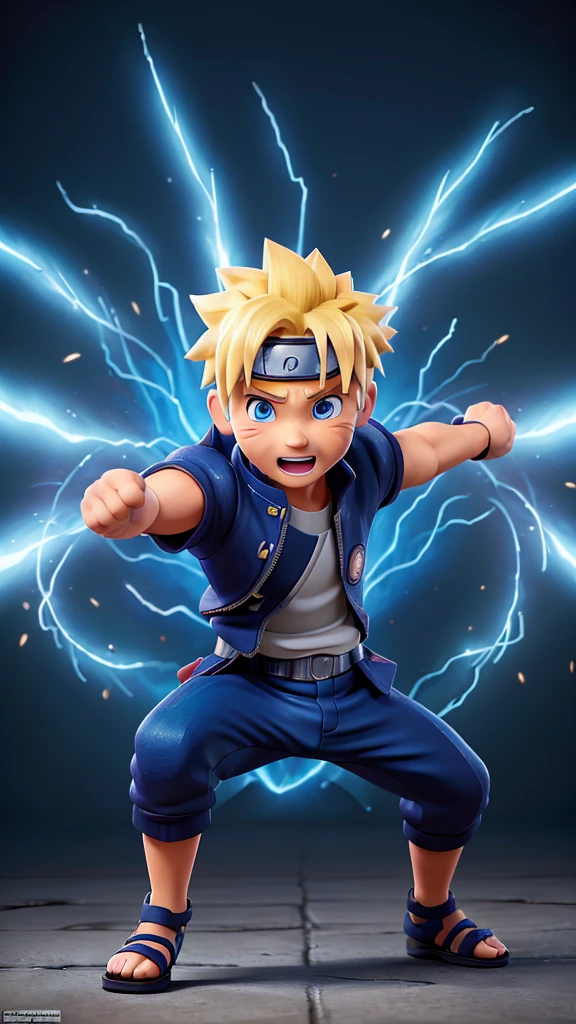 detailed portrait of Naruto, explosive energy, dynamic attack pose, powerful ninja, bright blue eyes, spiky blond hair, detailed facial features, determined expression, dynamic motion blur, cinematic lighting, vibrant colors, masterpiece, 8k, hyper realistic, digital art