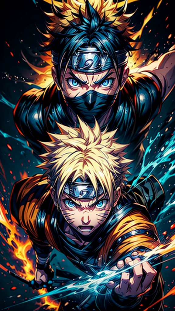 detailed portrait of Naruto, explosive energy, dynamic attack pose, powerful ninja, bright blue eyes, spiky blond hair, detailed facial features, determined expression, dynamic motion blur, cinematic lighting, vibrant colors, masterpiece, 8k, hyper realistic, digital art