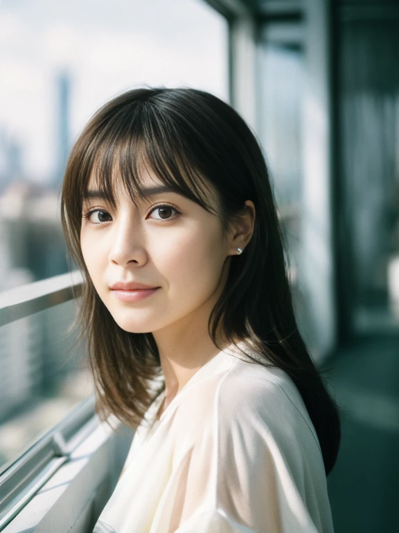 (One woman:1.3), alone, (((Very Detailed face)))), ((Very detailed目と顔)))), beautifulディテールの目, Body parts__, Official Art, Unified 8k wallpaper, Very detailed, beautiful and beautiful, beautiful, masterpiece, 最high quality, original, masterpiece, Ultra HD Photos, 最high quality, Ultra-high resolution, Realistic realism, sunlight, Full body portrait, Great beauty, Dynamic pose, Delicate face, Vivid eyes, (from the front), She is wearing a sheer white body suit, Very detailed都市の屋根の背景, rooftop, Overlooking the city, Detailed face, Detailed, intricate and busy background, Messy, nice, milky, Very detailed肌, Realistic skin detail, Pores are visible, Clear focus, Volumetric Fog, 8K Ultra HD, Digital SLR, high quality, Film Grain, Fair skin, Photographic realism, Lomography, translucent