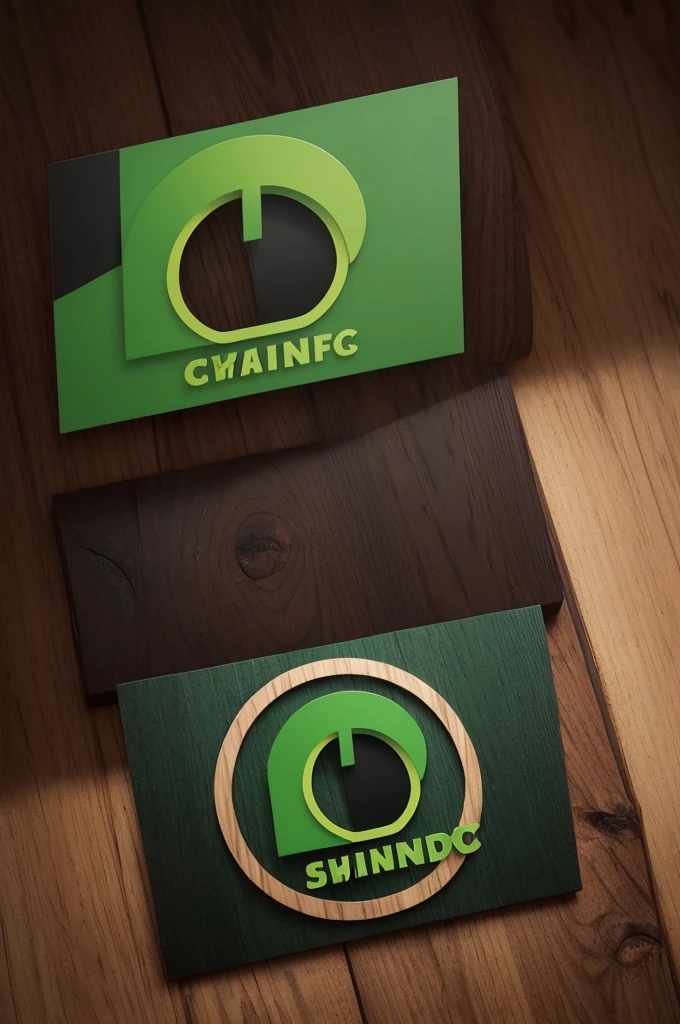 Make a logo for a woodworking shop with the letter "c" as the main focus. The logo must be green and the background black, make trees and wood a point of interest