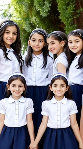 Make a group of 17 beautiful Jewish girl children together 