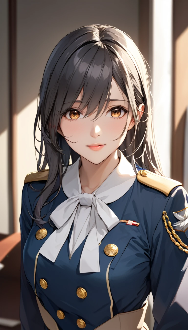 masterpiece, high resolution, Haruna-Kancolle, looking at me, high resolution face, (high resolution eyes), uniform
