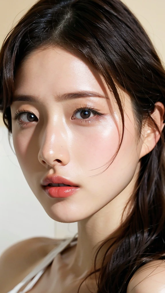 (masterpiece),(Highest quality:1.2),(Very detailed:1.2),(High resolution),(Photorealistic Stick),(RAW Photos),8K,Backlight,(Depth of written boundary),(Sleek lighting:1.2),Close-up of a naked woman,Soft portrait shots,Beautiful Japanese Women,Gorgeous face portrait,(Eye light,Sharp pupils,Detailed eye drawing,)Very beautiful face,(Detailed skin texture:1.3),Beautiful portrait,A lovely and delicate face,Beautiful young Japanese woman,Look this way,front,(POV shot),(sleepy)