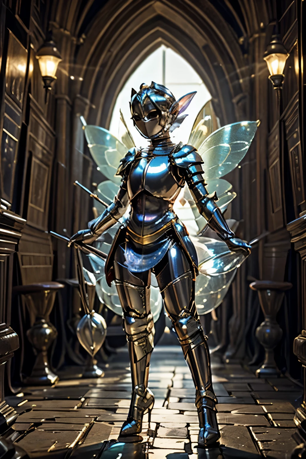 A knight as a tiny glowing fairy, full body, Kardia, (Best quality)