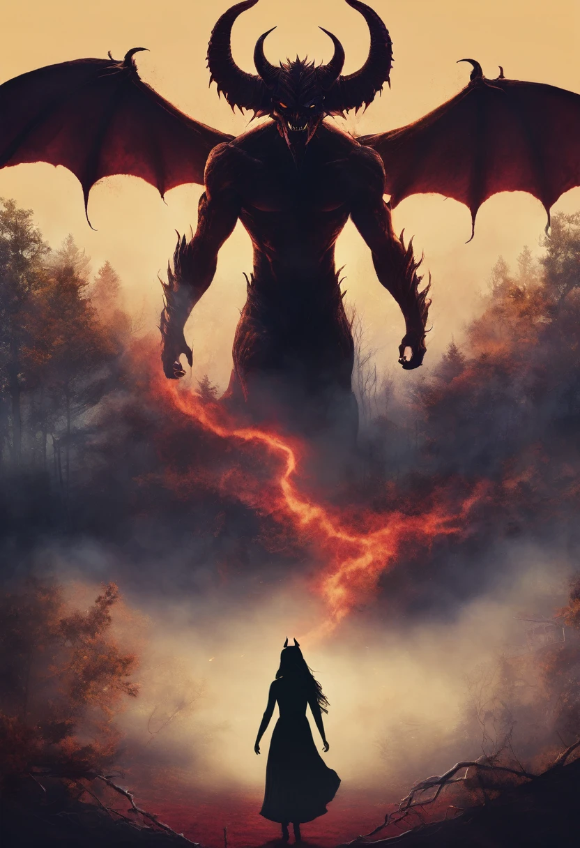 Create a book cover that talks about the love between a human and a demon 
