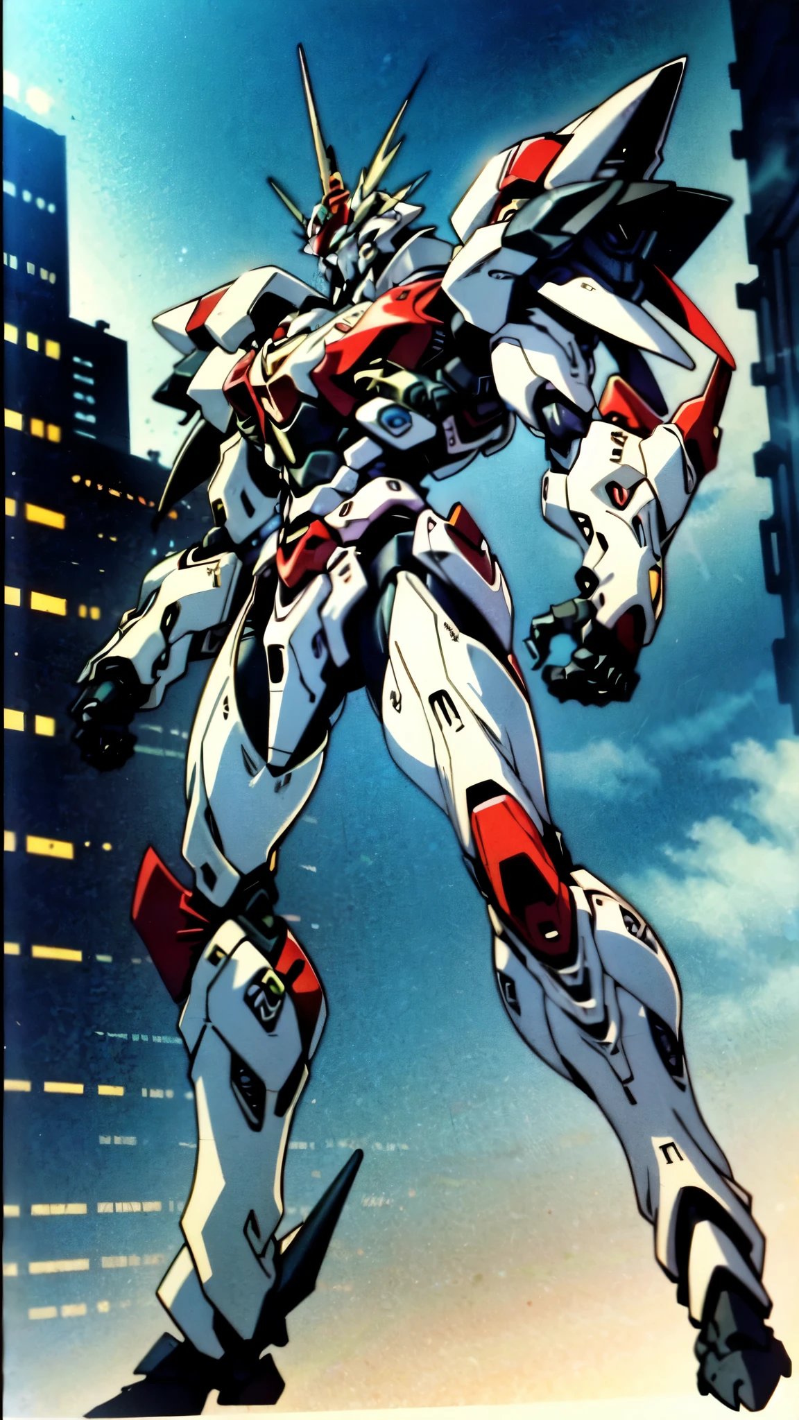 (masterpiece:1.5, best quality:1.5, extremely delicate:1.5, foreshortening:1.5, dynamic angle:1.5), a man wearing a full-face helmet, a fantasy-style biotech armored combat suit, green eyes, (a composite layered chest armor), fully enclosed shoulder guards, matching arm and leg guards, the belt is adorned with neon circuitry, (the color scheme is primarily white with red green accents), the design balances heavy with agility, a high-tech bio-mecha armor, (Armor Concept Inspired by neon Cyberpunk, stand on the top of a skyscraper in a futuristic sci-fi city), this character embodies a finely crafted fantasy-surreal style armored hero in anime style, exquisite and manga art style, (element, plasma, energy, the armor glows), ((male:1.5)), metallic, high definition, highres, ultra-detailed, ultra-fine painting, professional, perfect body proportions, golden ratio, anatomically correct, symmetrical face, extremely detailed eyes and face, high quality eyes, creativity, RAW photo, UHD, 32k, Natural light, cinematic lighting, masterpiece-anatomy-perfect