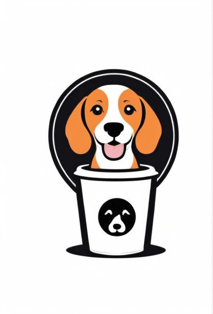 White background
Fashionable logo of a circle-shaped dog cafe

Cute, the beagle is sticking out his tongue and laughing,

There is a coffee cup on the beagle's head.

This coffee cup is
a playful and cute logo

Beagles and Coffee Cups

A stylish logo for a dog cafe

Inside the circle logo, a cute beagle smiling with its tongue sticking out

a stylish coffee cup

Happy Logo
Cute Logo

chic and modern design

The logo uses only orange, white and black cafe menu coffee is in a paper cup with steam coming out of it