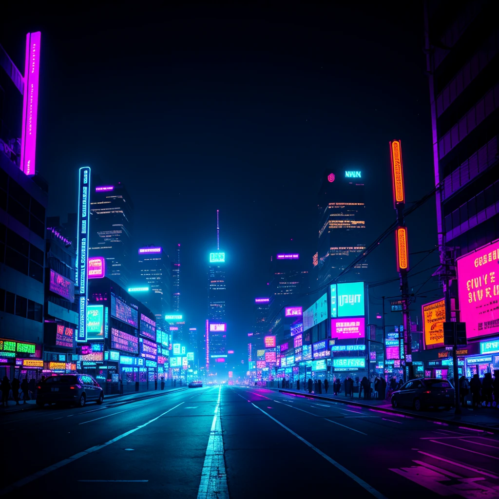 nightview, neon lights, cyberpunk city, night