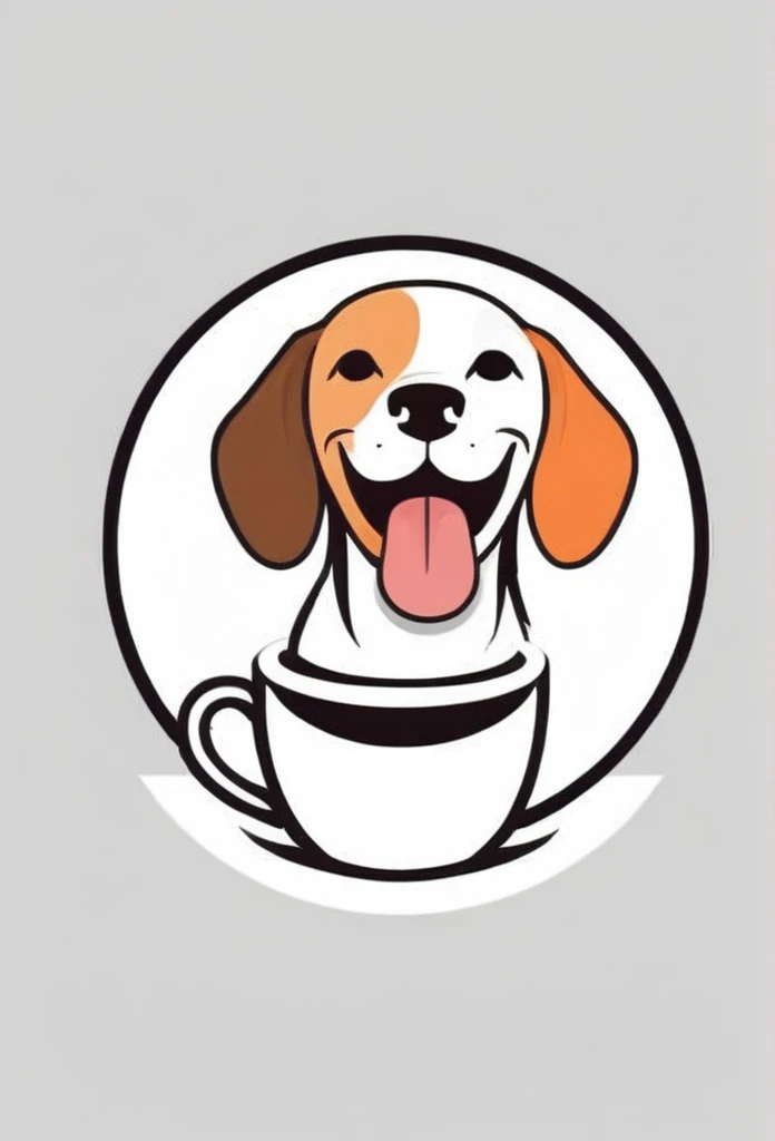 White background
Fashionable logo of a circle-shaped dog cafe

Cute, the beagle is sticking out his tongue and laughing,

There is a coffee cup on the beagle's head.

This coffee cup is
a playful and cute logo

Beagles and Coffee Cups

A stylish logo for a dog cafe

Inside the circle logo, a cute beagle smiling with its tongue sticking out

a stylish coffee cup

Happy Logo
Cute Logo

chic and modern design

The logo uses only orange, white and black cafe menu coffee is in a paper cup with steam coming out of it