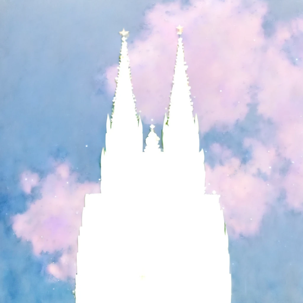 Masterpiece, best quality, very detailed, Cologne Dome made out of flowers, Cologne cathedral, starry sky