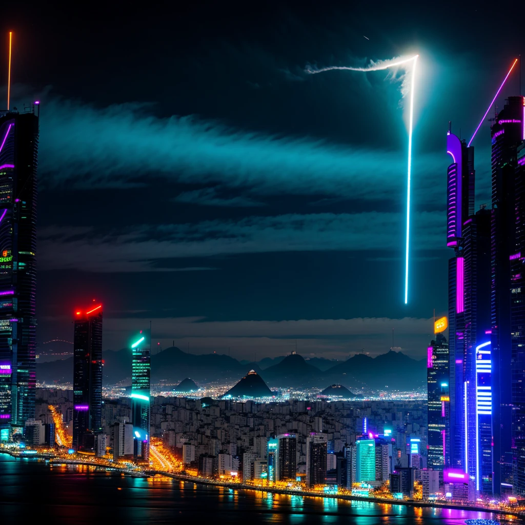 rio de janeiro future, ano 3001, cyberpunk city, neon