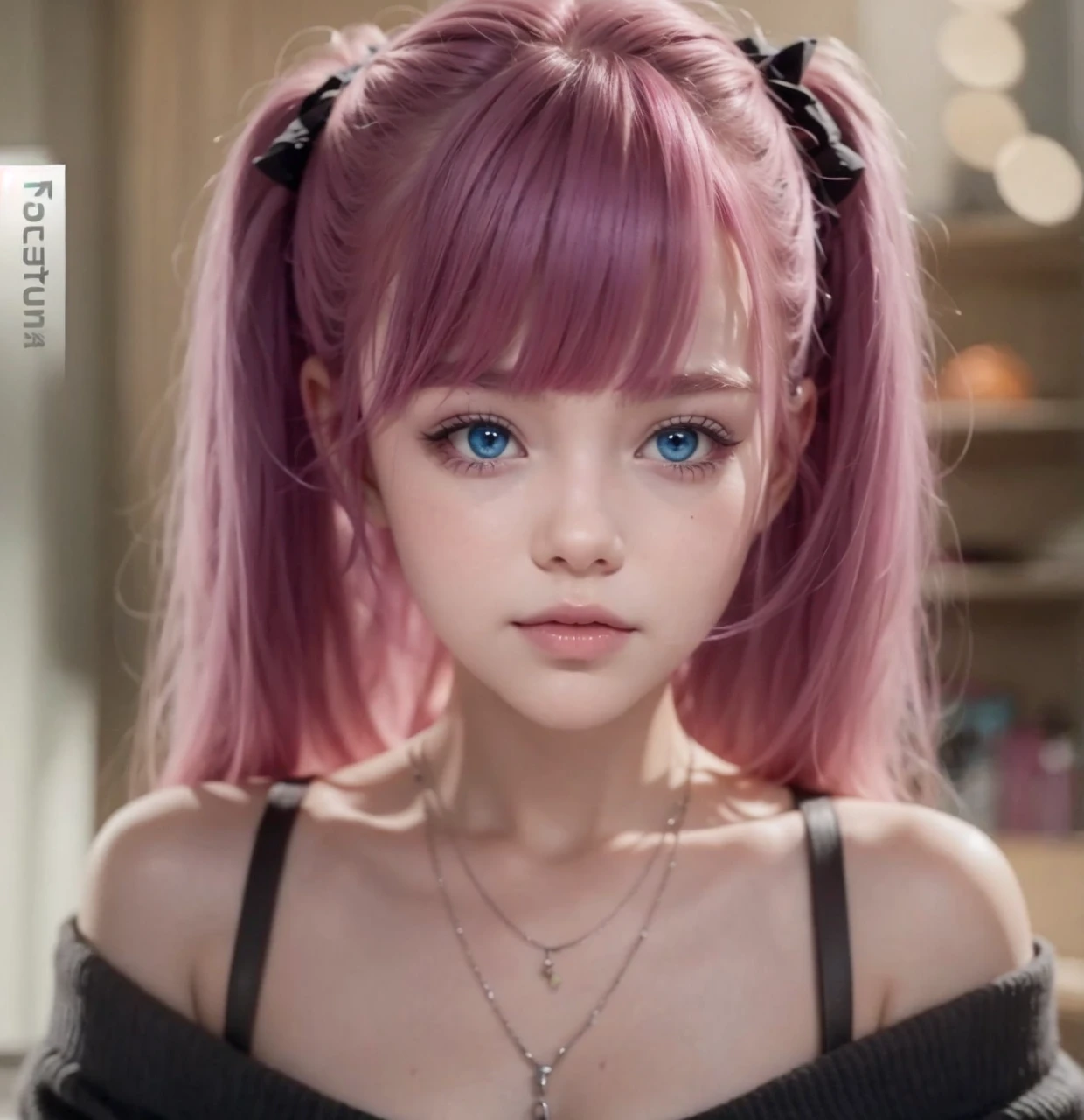 Pink hair girl, blue eyes