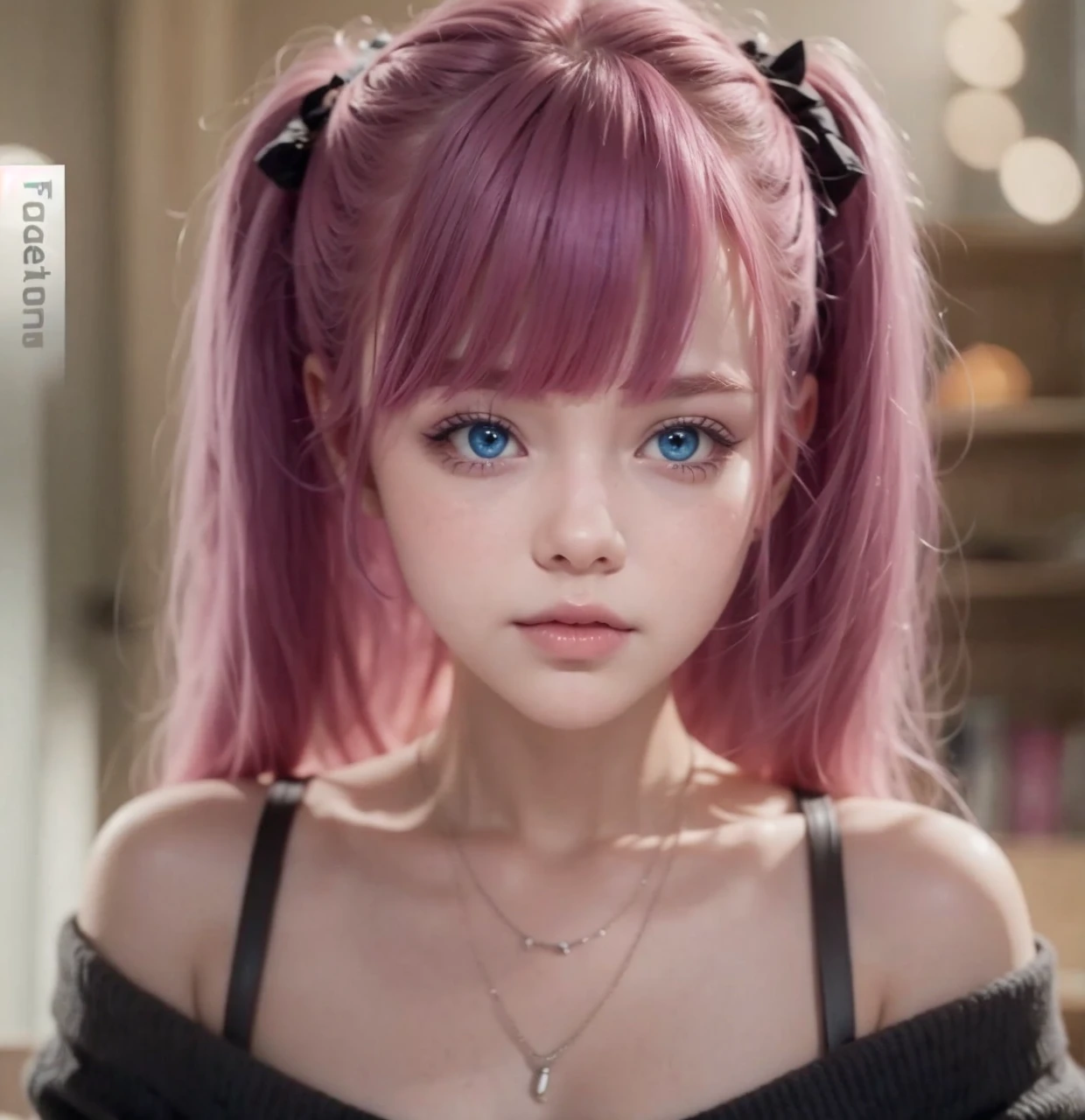 Pink hair girl, blue eyes