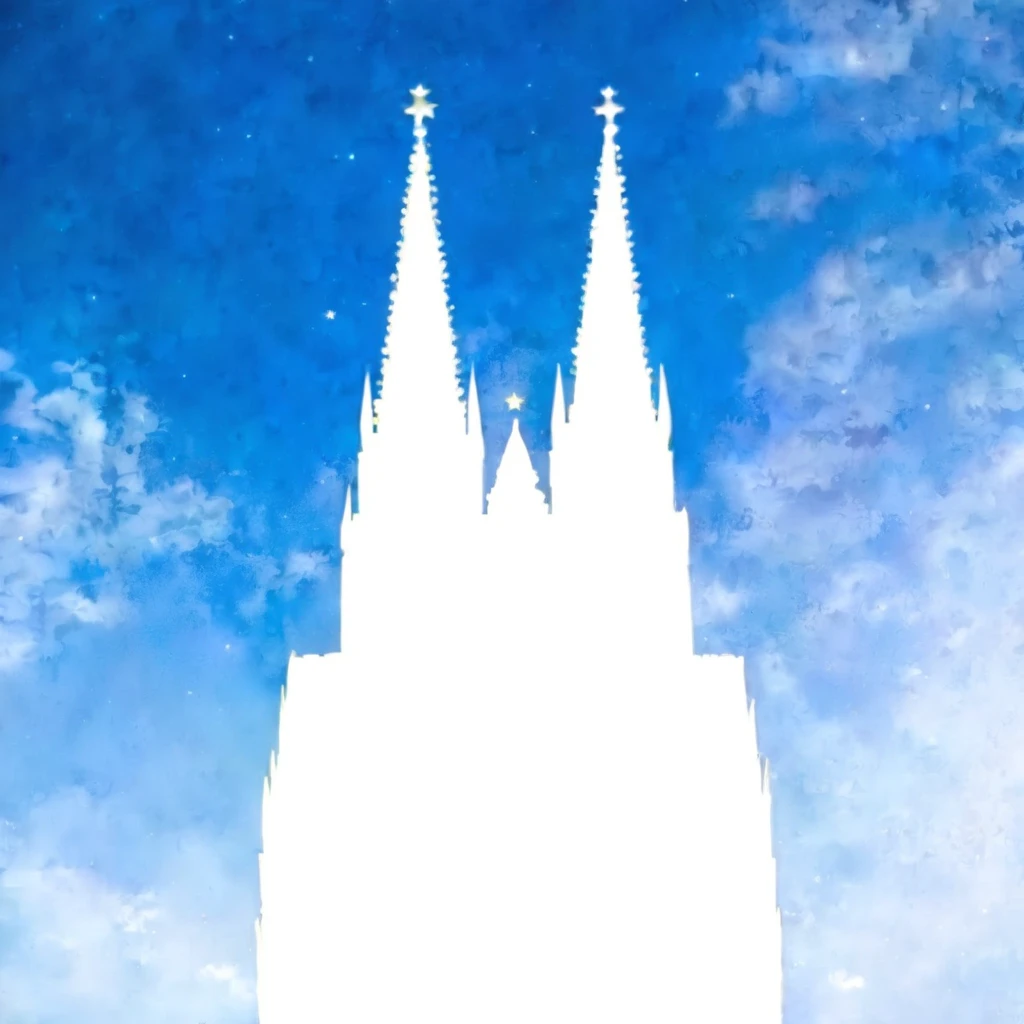 Masterpiece, best quality, very detailed, Cologne Dome made out of flowers, Cologne cathedral, starry sky