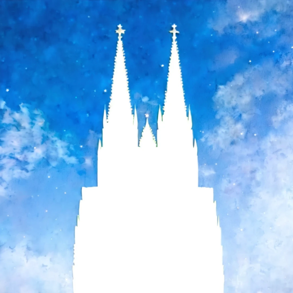 Masterpiece, best quality, very detailed, Cologne Dome made out of flowers, Cologne cathedral, starry sky