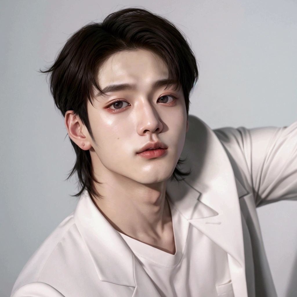 blurred image of a man in a white shirt and a white jacket, jung jaehyun, cute japanese demon boy, yanjun chengt, Jinyoung Shin, Kousuke Oono, Tae June Kim, korean artist, who is siwoo, inspired by Yanjun Cheng, hyung tae, south korean man, Yasumotooka, macoto takahashi