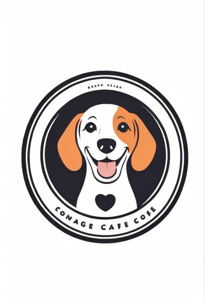 The entire design is stored inside the circle-shaped logo. A beagle smiling happily and sticking out its tongue. White background Fashionable logo of a circle-shaped dog cafe Cute, the beagle is sticking out his tongue and laughing,
There is a coffee cup on the beagle's head.
This coffee cup is
a playful and cute logo
Beagles and Coffee Cups
A stylish logo for a dog cafe
Inside the circle logo, a cute beagle smiling with its tongue sticking out
a stylish coffee cup
Happy Logo
Cute Logo
chic and modern design
The logo uses only orange, white and black cafe menu coffee is in a paper cup with steam coming out of it