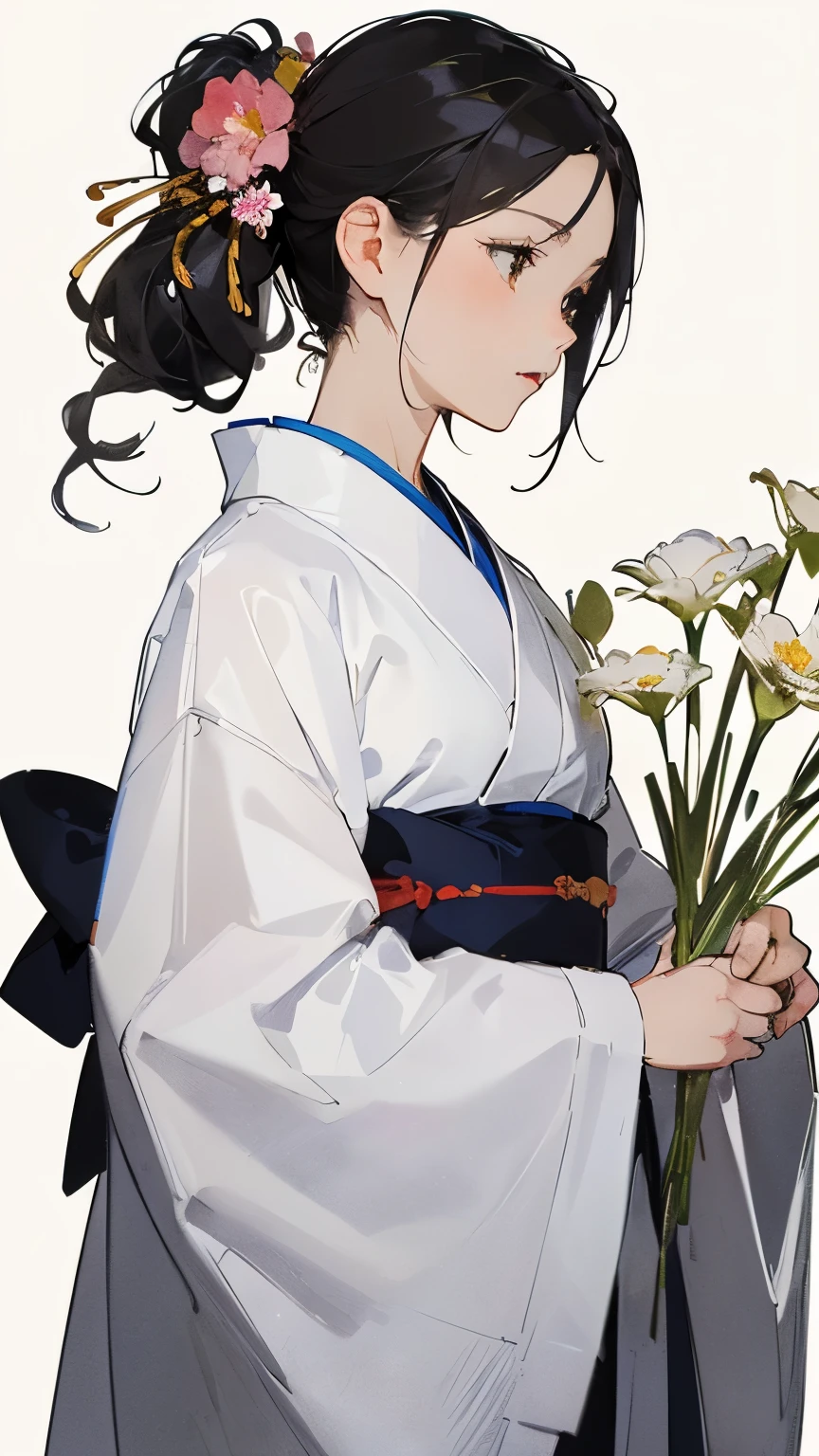 (((Simple configuration)))、(((The background is a white wall:1.2)))、One Girl、Perfect Anatomy、絵のようにbeautiful、sketch、Very delicate、Cloud-like wall、、Floral、Delicate depiction、Abstract、Bright colors overall、Gentle color、kimono、Taisho romance、(masterpiece、Highest quality、Highest quality、Official Art、beautiful, beautiful:1.2)、BREAK、Night Time、Fireworks in the sky、beautiful花火、Large flowers that bloom at night