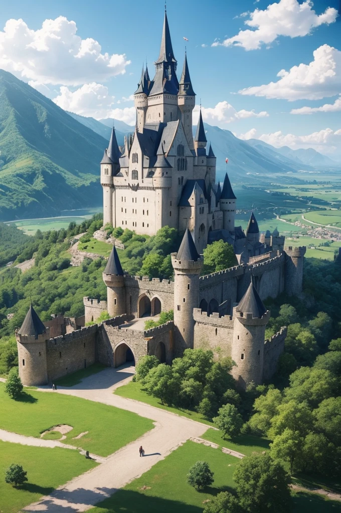 Medieval castle drawing anime landscape