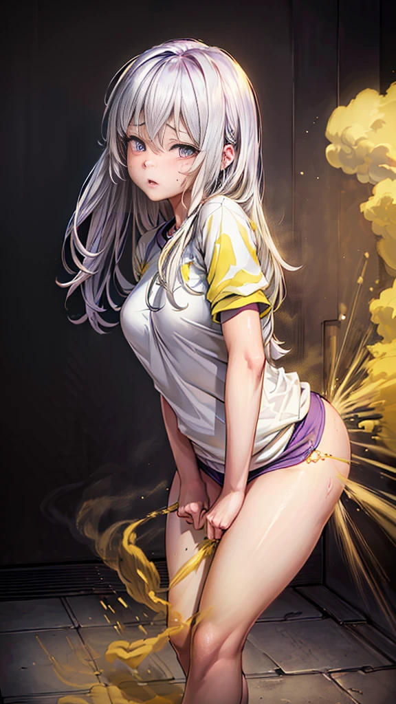 (Realistic) Silver hair Big tits (Purple Eyes) ,(Turn around) (((solo))), Embarrassed, blush, Gym clothes bloomers (((A girl farts))) Inner thighs, buttocks thrust out ((speed))
、(Holding on) ((Butt gaze)) (( face)(((Yellow gas leaking from the anus)))(((High quality eyes)) (masterpiece:1.2、Highest quality, Highest quality)、(Highly detailed CG Unity 8k wallpaper、Super detailed、Best Shadow)、(Detailed Background)、(Best lighting、Very delicate and beautiful)、Depth of written boundary