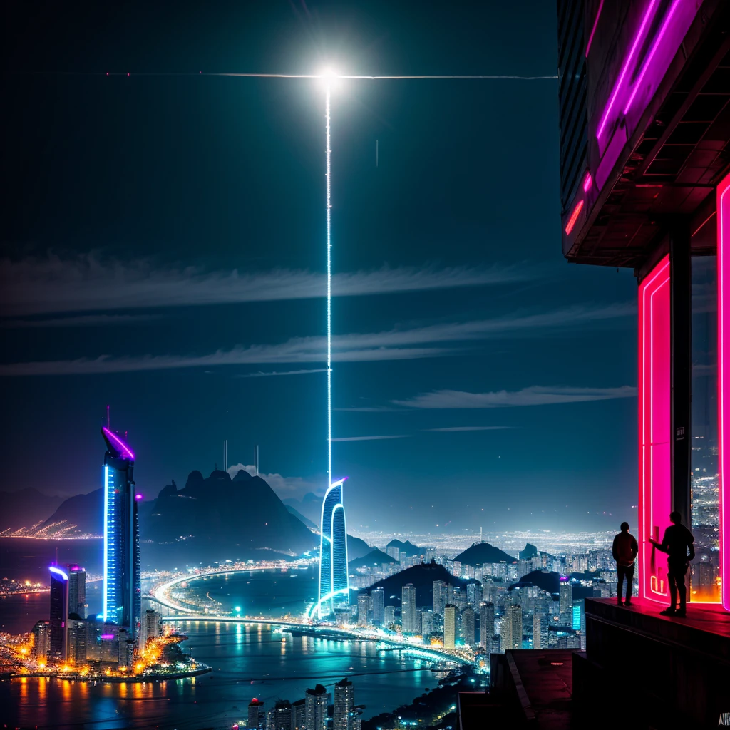 rio de janeiro future, ano 3001, cyberpunk city, neon