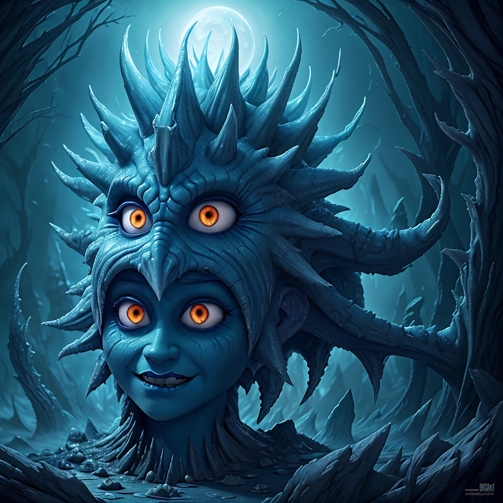 Ice horror goddes, scary dark face, a lot of ice, ice spikes, ice horrific creatures, cold magic, seb mckinnon, peter mohrbacher, storybook illustration, digital painting, eldritch, complex, meticulous, john kenn mortensen, ivan shishkin, gustave dore