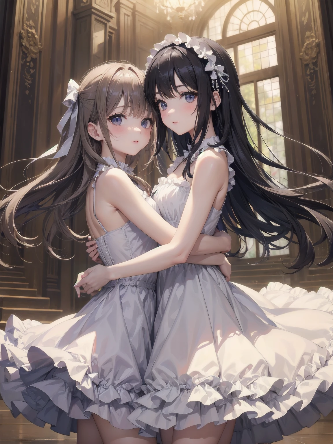 masterpiece、so beautiful、Clear contours、Beautiful girls wearing cute frilly dresses are dancing and making cute poses.