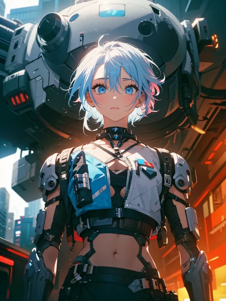 Femboy, cyberpunk style, blue hair, blue eyes 