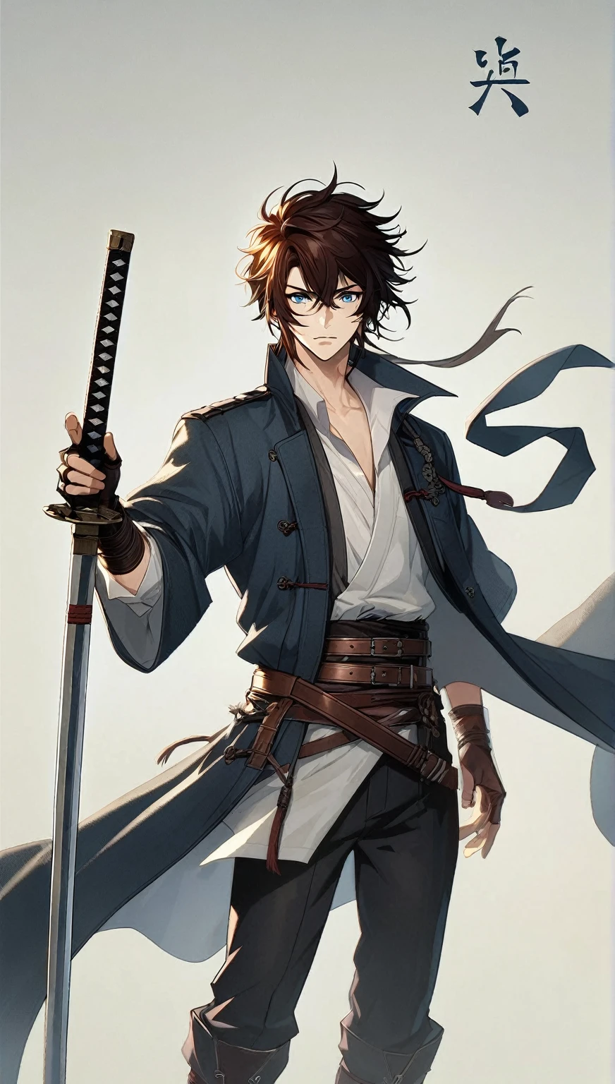 anime character with sword and cape holding sword in hand, handsome guy in demon slayer art, tall anime guy with blue eyes, anime handsome man, inspired by Okumura Masanobu, male anime character, cute anime pose, masamune, with big sword, masamune shiro, anime character, male anime style, 坏蛋动漫8 K, swordsmanship