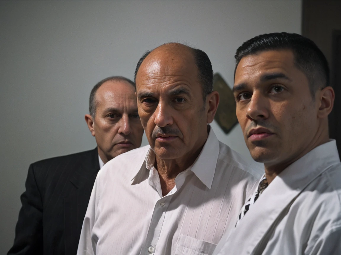 Wide Shot, Realistic movie style of four gangster mafia