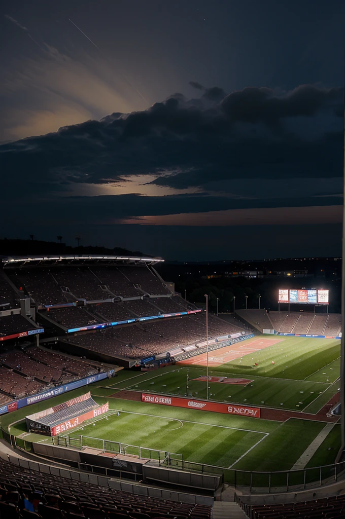 stadium with spotlights ((realist)) ((landscape))