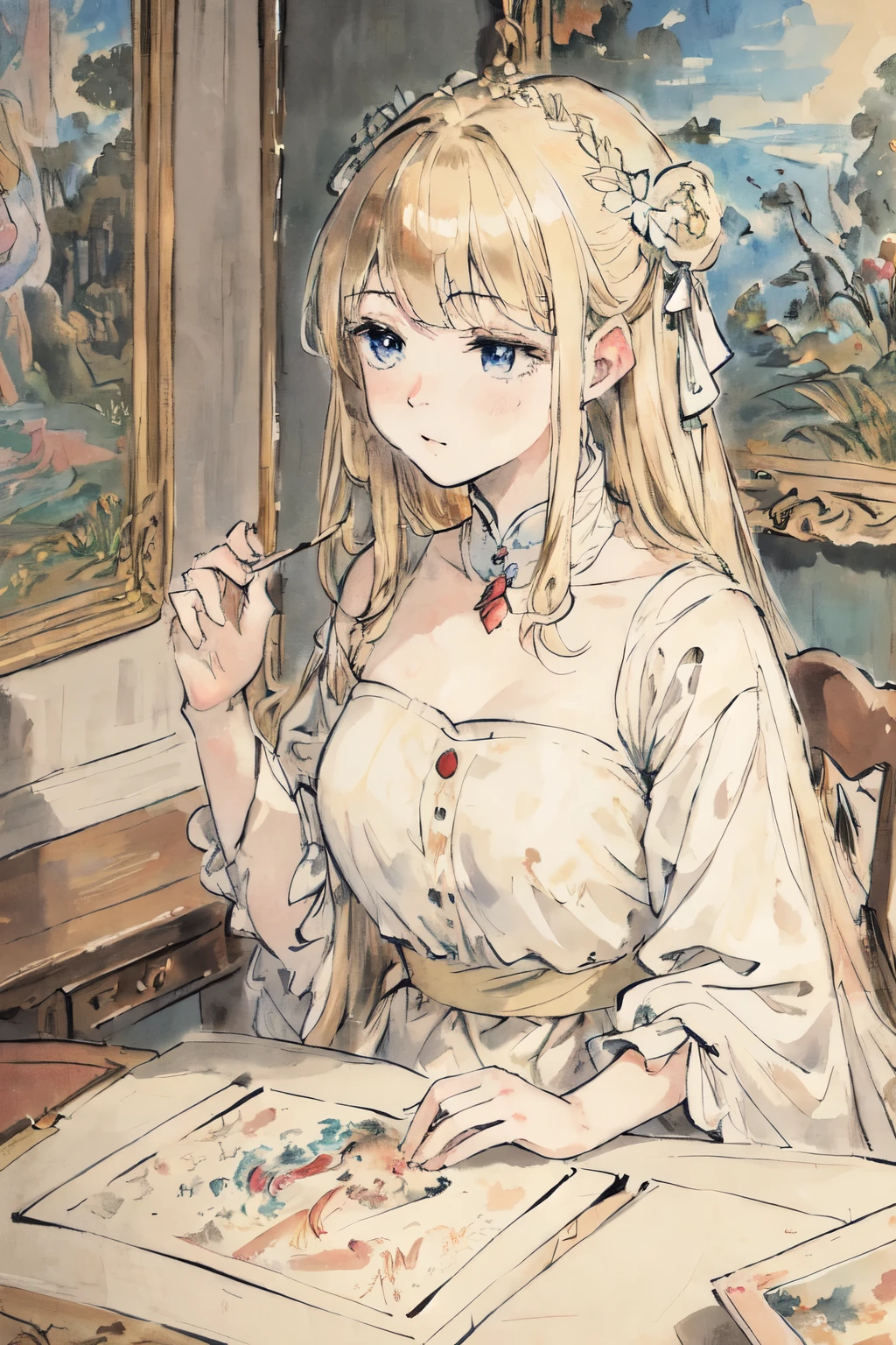 masterpiece, best quality, an extremely delicate and beautiful girl,an extremely delicate and beautiful, world masterpiece theater, ultra-detailed, highly detailed, best quality, blonde hair, highres, extremely detailed,1girl, best quality, illustration, looking at viewer, impasto, canvas, oil painting, realistic, realist ,real,