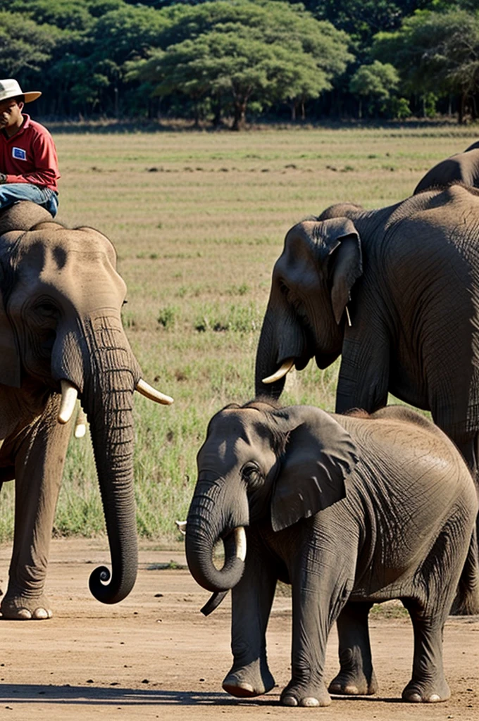 A dad and a son watching an elephant and the dad asks do you know what animal that is??