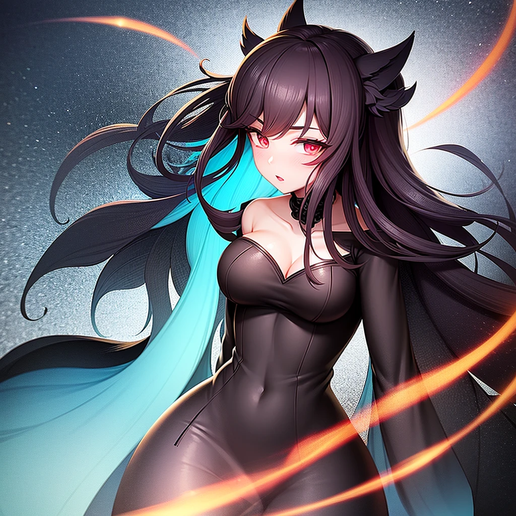 She is slender and flexible,Proud looks,Wearing black tight-fitting clothing,There is a hint of mystery shining。Her long black hair was deliberately braided into a flaming braid,It adds a bit of wildness and bravery to her。