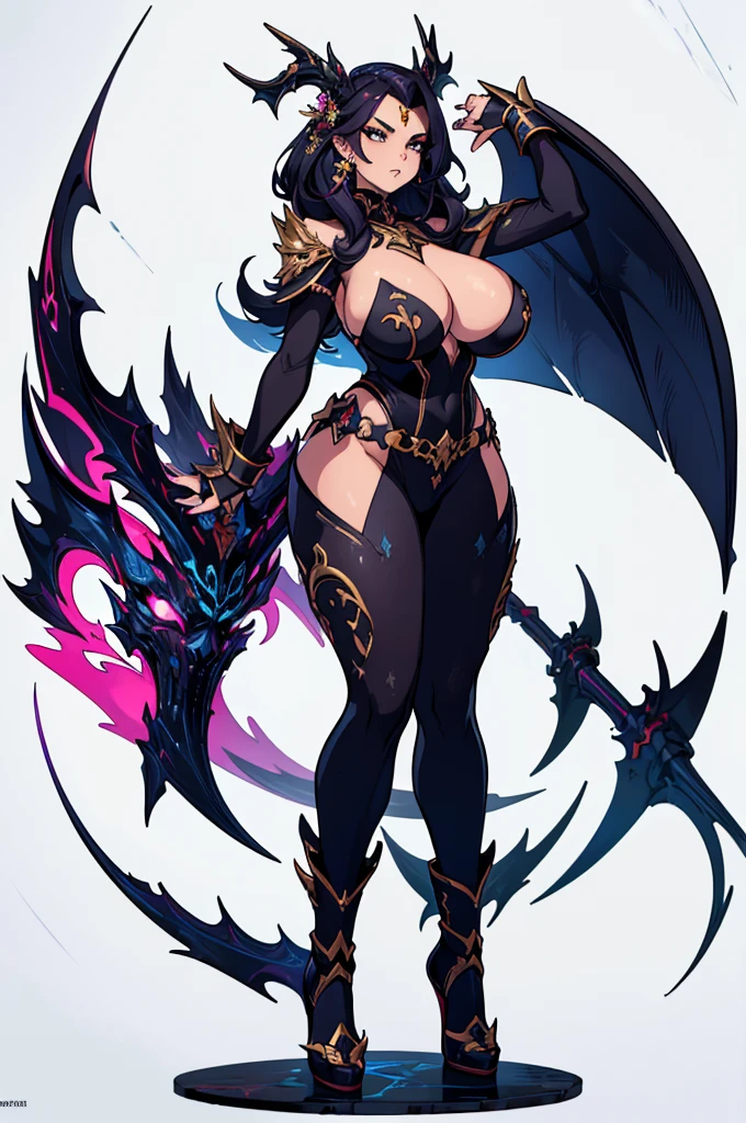(masterpiece, best quality, high resolution, (huge breasts)1 powerful woman, , wild-looking full body, holding 1 huge fantasy spiked club, brutal stance(white background, sticker), ((full body standing)),