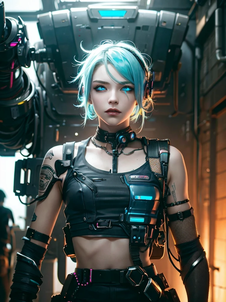 Femboy, cyberpunk style, blue hair, blue eyes, 1boy