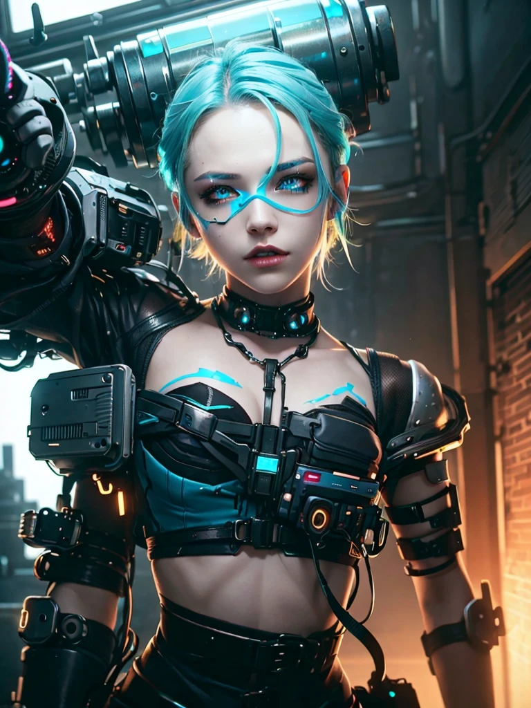 Femboy, cyberpunk style, blue hair, blue eyes, 1boy
