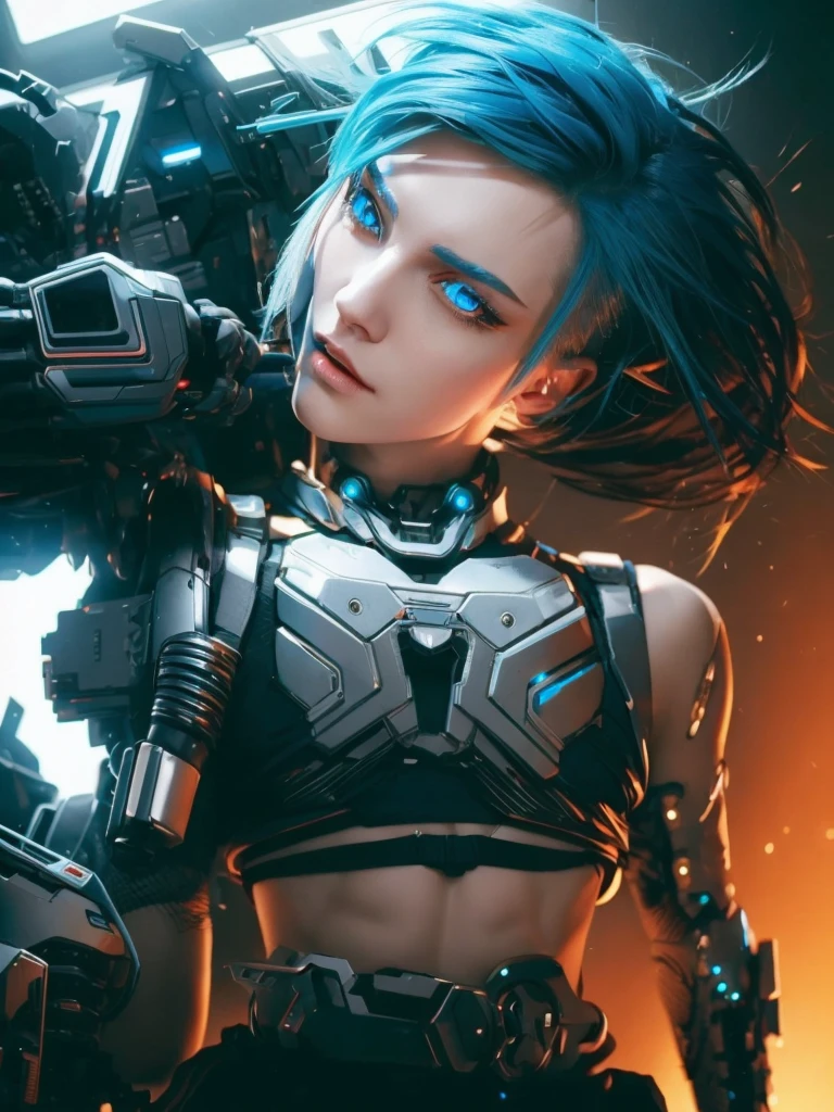 Femboy, cyberpunk style, blue hair, blue eyes, 1boy