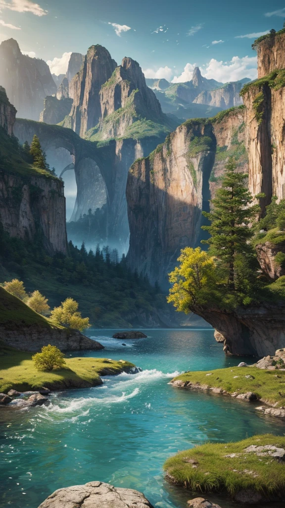 landscape, water, (Highly detailed CG Unity 8k wallpaper), The most beautiful works of art in the world, Professional majestic oil painting, Complex, High detail, Sharp focus, dramatic, Photorealistic pictorial art