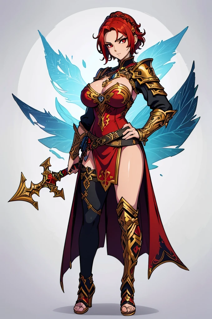 a closeup of a strong amazon woman in her 30s, with red eyes and brown hair, wearing black and red lingerie, a heroine with red eyes, solar powered mage, middle eastern princess, standing in a middle eastern temple, new costume design concept, Sword and soul style., full body character concept, detailed character design, inspired by Yang Jin, inspiration from Li Mei Shu, chinese suit, inspired by Lan Ying, inspired by Sim Sa-jeong, Inspired by Li Tang, moon themed outfit, costume with orange details, inspired by Ju Lian, colored concept art, highly detailed character design, Very detailed face, inspired by Ai Xuan, very Very detailed face, unreal engine rendering, final fantasy style 14, inspired by Leng Mei