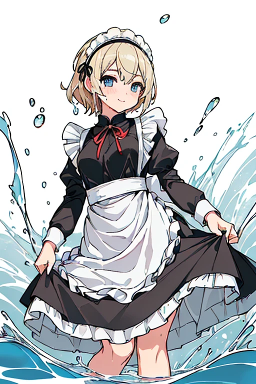 (Super best quality:1.6), (Highest quality:1.4), (Attention to detail:1.4), (Ultra-high resolution:1.4), 
(Maid clothes, White apron, Headband, Black Dress, ribbon, Maid clothes, Classic, Long:1.4), (白と黒のMaid clothes)
Ocean, Beach, (Wave, Wave打ち), 高Wave, 荒Wave, In the water, (Waterlogged), Water Play, 
((Even my clothes are wet:1.2)), ((Even my clothes are soaked in water:1.4)), (Water Drop:1.1), Soaking wet, ((Deep water depth:1.4)), ((Entering the water with clothes on:1.6)), ((The water is shoulder deep.:1.4))
Blonde, Blue Eyes, Cat ear, tail, cute, Naughty, The best smile, 全身にWater Drop, ((全身にWater Drop:1.2)), Long, 腕にもWater Drop, Water drips from the clothes, Small breasts, (Less exposed skin:1.4), Oki, Submerged with clothes, Deeper, 