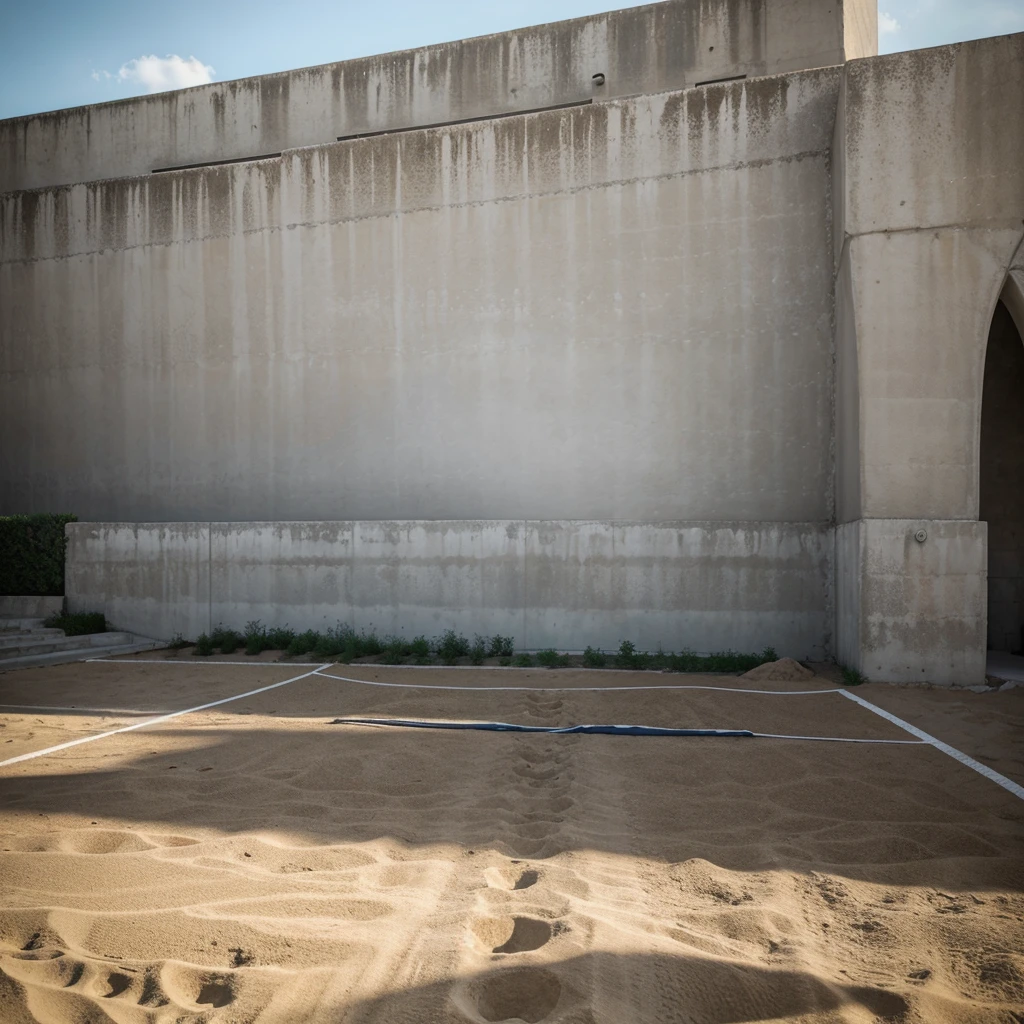 volleyball court made of cement ((Epic)) ((realist)) ((High Definition)) ((landscape))