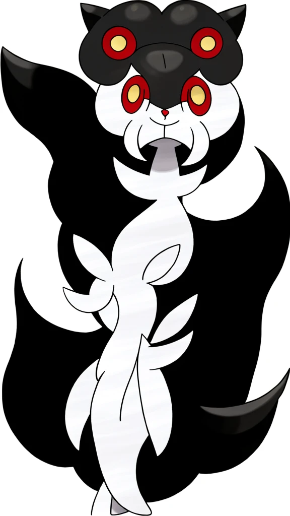 White hair,bit girl,dual horsetail,black-skinned,One eye is covered by bangs,cat ear,the maid outfit,Devilish charm,Sinister smile,Black whites of the eyeagic Array,Black and red background,slope,Cthulhu,Dark
