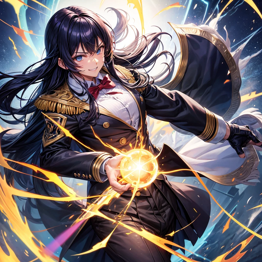 Best Quality,Male uperhuman strength,Light novel,Strike technique user,Wear your spirit,smile,Highest quality,Big Breasts,Handsome,Multi-colored hair,uniform,blazer,Academy,future,New Fashion,masterpiece,perfection,Long Hair,perfectionに描かれている