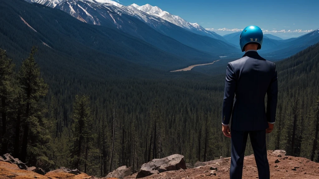 A Luxury Sales Suit man wearing a black rider full-face helmet overlooking wilderness,full body,standard rider black full face helmet,back view of the man, background is a wilderness,a man overlooking wilderness,a man overlooking wilderness,a man overlooking wilderness,a man overlooking wilderness,a man overlooking wilderness,full body,full body,full body,full body,with black rider full-face helmet,with black rider full-face helmet,with black rider full-face helmet,wearing black rider full-face helmet,wearing black full-face helmet,wearing black full-face helmet,overlooking wilderness,overlooking wilderness,Back view,Back view,Back view,Back view,Draw people small,Draw people small,Spectacular views,Spectacular views,Spectacular views,lonely man,lonely man,a black full-face helmet,a black full-face,A Luxury Sales Suit man,with Luxury Sales Suit