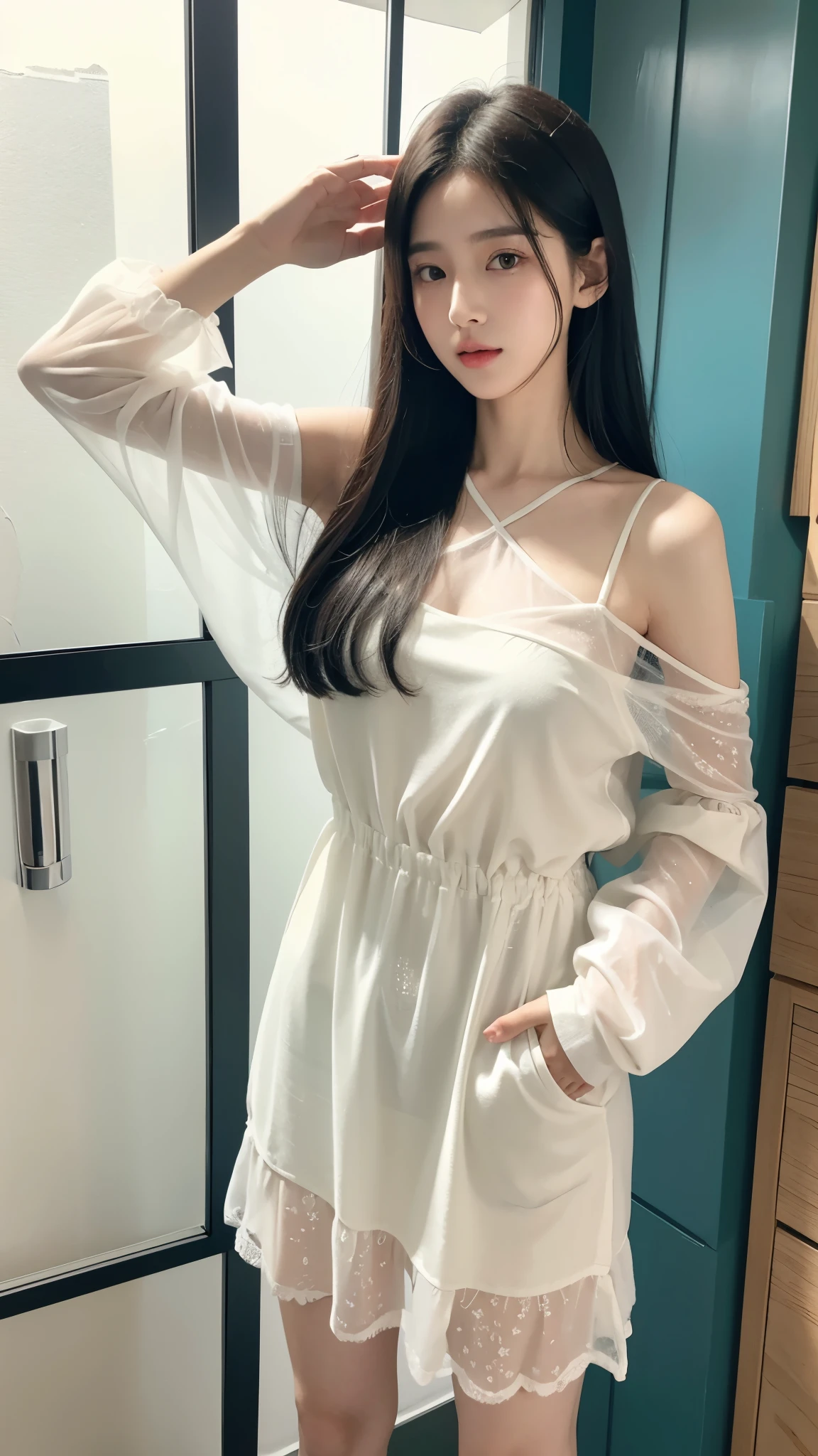baggy clothes、show me your shoulders、see through 홀터넥이 부러진 가운을 입는 방법、Decorated with intricate patterns and bright colors、Transparent material that makes your skin shine、wet 얇은 천과 transparent skin로 가운을 입은 매혹적인 여성의 예술적 묘사, 꽃무늬와 환상적인 패턴이 흐르는 듯한 실크같은 전통 see through 스킨。she의 드레스는 she의 곡선을 우아하게 감싸줍니다..、she의 매력적인 실루엣을 강조합니다..。she'A night of soft fireworks、dynamic pose、sexy 포즈、Take in the soft moonlight。scene、Added mystery and sensuality、It gives off a dreamy atmosphere..。The image style is、It is a mixture of watercolor and digital illustration techniques..、It gives you a feeling of delicate beauty and charm....。Soft moonlight lighting、she의 매혹적인 얼굴에 부드러운 하이라이트와 그림자를 드리워보세요.。dynamic pose、bold pose、the hand is somewhere、see through、show through、sexy、wet hair、wet、cherry아래 꽃잎、Cherry Blossom、cherry、sakura blizzard、buried、transparent skin、wet clothes、pulling the chest、translucent clothes、sleep、